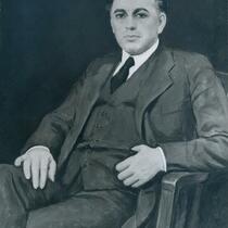 Photograph of painted portrait of Abba Hillel Silver, signed Spero, circa 1930s