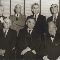 Abba Hillel Silver, seated front center, with unidentified group, circa 1950s