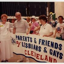Cleveland Chapter of Parents, Families and Friends of Lesbians and Gays (PFLAG) Pride Parade Banner ca. 1991