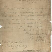 U.S. Navy Official Tracing Copy of Oliver Perry's Letter to William Jones, Secretary of Navy