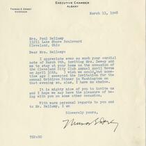 Letter from Thomas E. Dewey to Mrs. Paul Bellamy