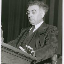 Abba Hillel Silver standing at a podium, circa 1950s