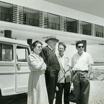Abba Hillel Silver and Virginia Horkheimer Silver standing with Hanoch Nanner (first mayor of Eilat), circa 1950s